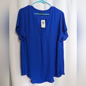 Torrid blue short sleeve georgette blouse 1X